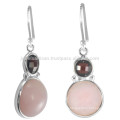 Buy Best Pink Opal And Garnet Gemstone with Sterling Silver Design Earrings for Gift